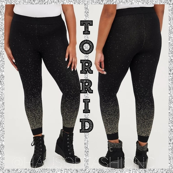 torrid Pants - TORRID Black SPARKLE Platinum Lurex Sweater Leggings! NWT!